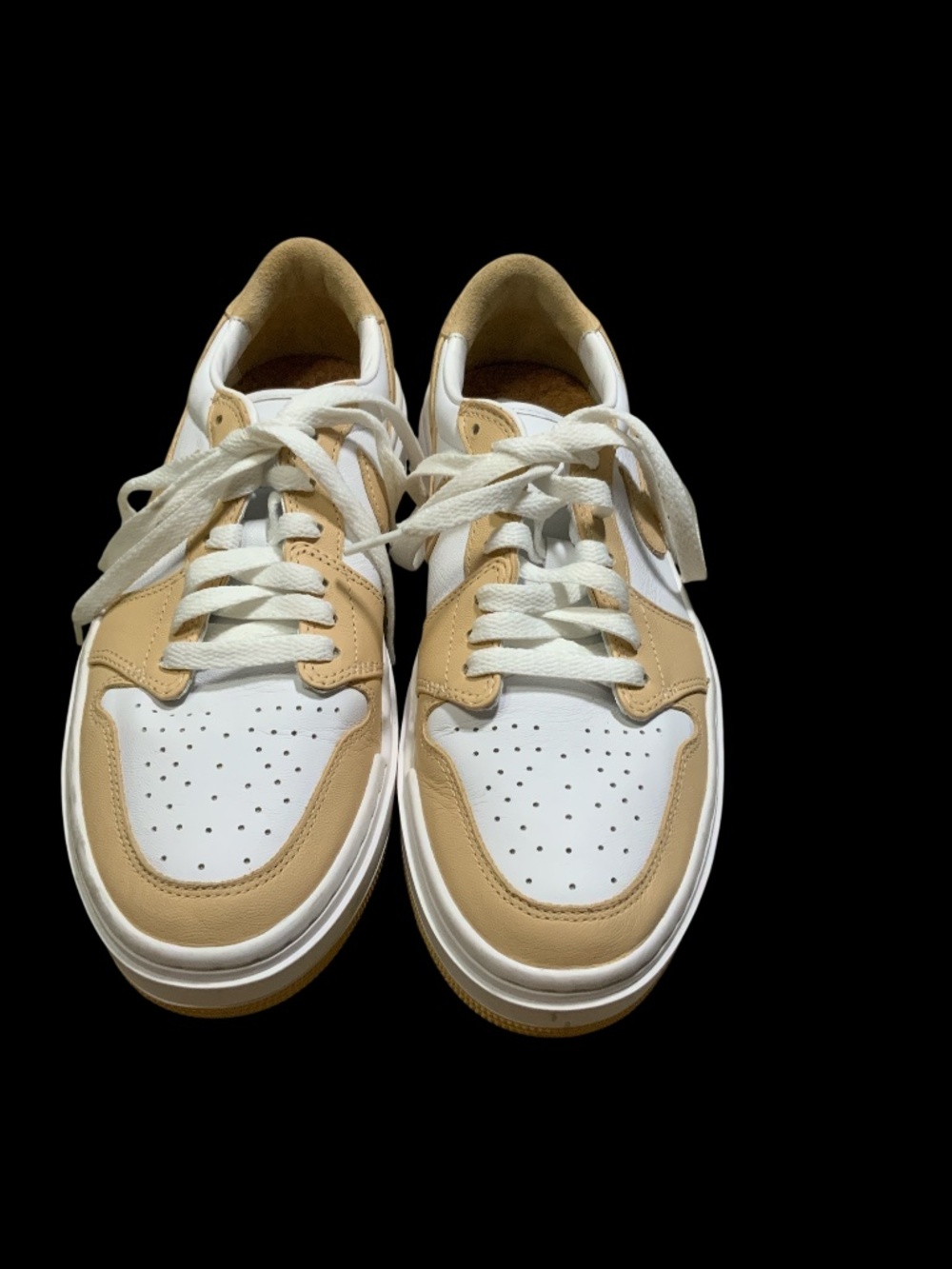 NIKE Air Jordan 1 Elevate Low SE Tan White Women’s Sneakers - Picture 2 of 4